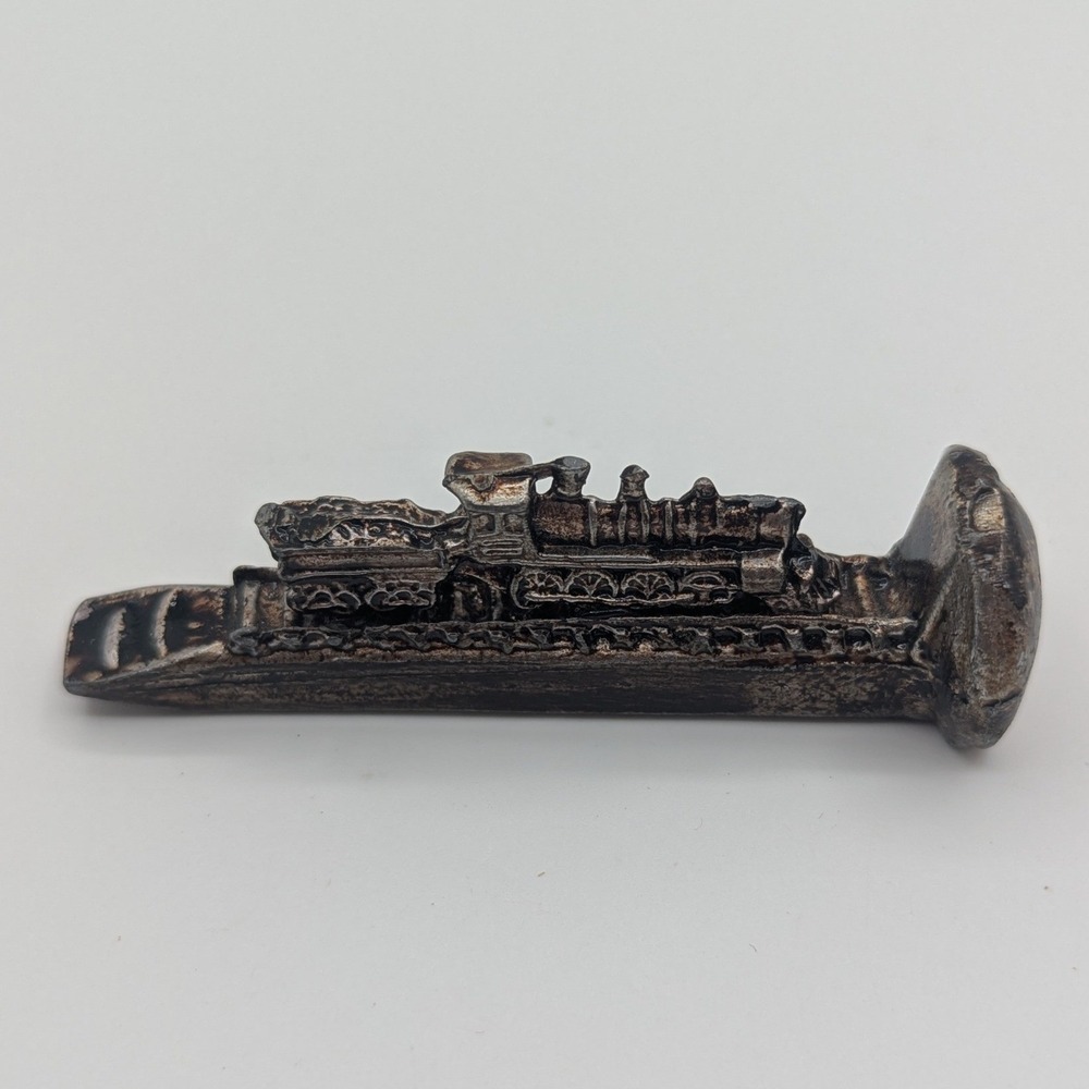 Vintage Metal Railroad Spike Steam Locomotive Train Miniature Sculpture Art